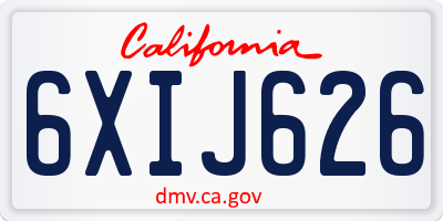 CA license plate 6XIJ626