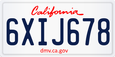 CA license plate 6XIJ678