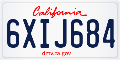 CA license plate 6XIJ684