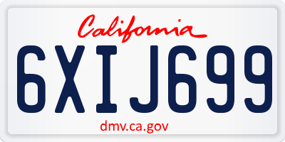 CA license plate 6XIJ699