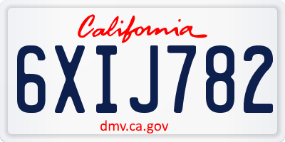 CA license plate 6XIJ782