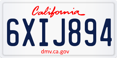 CA license plate 6XIJ894