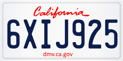 CA license plate 6XIJ925
