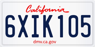 CA license plate 6XIK105