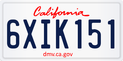 CA license plate 6XIK151