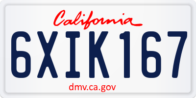 CA license plate 6XIK167
