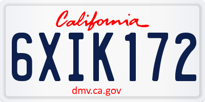 CA license plate 6XIK172