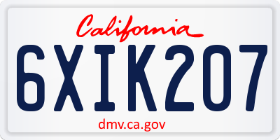 CA license plate 6XIK207