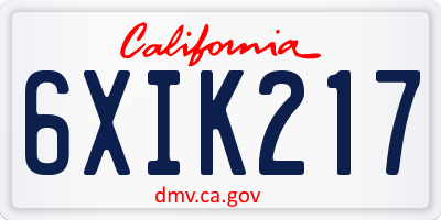 CA license plate 6XIK217