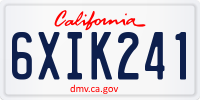 CA license plate 6XIK241