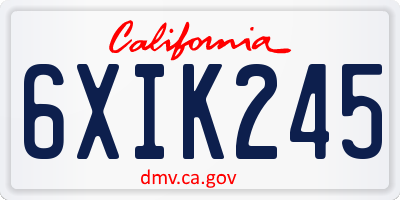 CA license plate 6XIK245