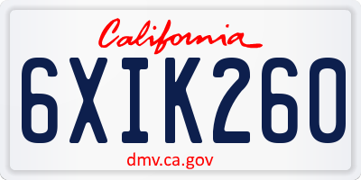 CA license plate 6XIK260