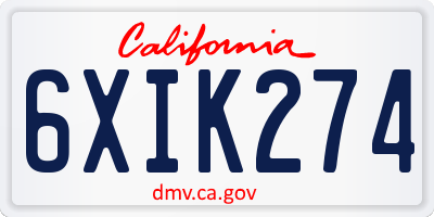 CA license plate 6XIK274