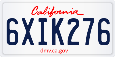 CA license plate 6XIK276