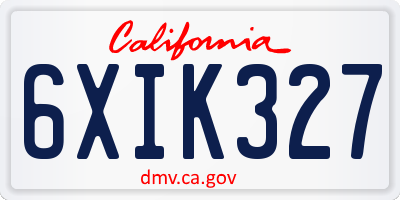 CA license plate 6XIK327