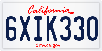 CA license plate 6XIK330