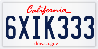 CA license plate 6XIK333