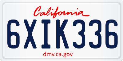 CA license plate 6XIK336