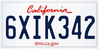 CA license plate 6XIK342