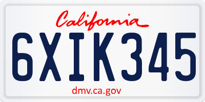 CA license plate 6XIK345