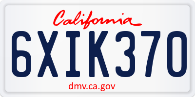 CA license plate 6XIK370