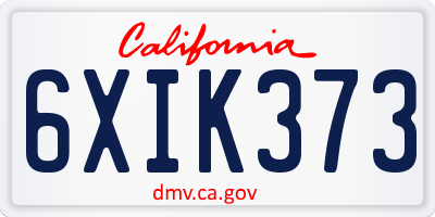 CA license plate 6XIK373