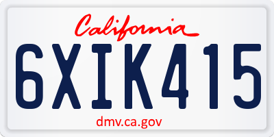 CA license plate 6XIK415
