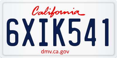CA license plate 6XIK541
