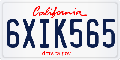 CA license plate 6XIK565
