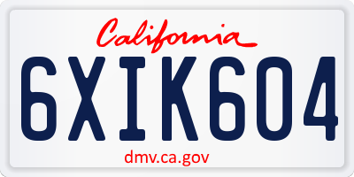 CA license plate 6XIK604