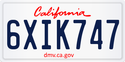 CA license plate 6XIK747