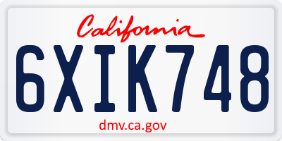 CA license plate 6XIK748