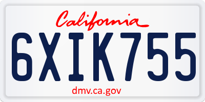 CA license plate 6XIK755