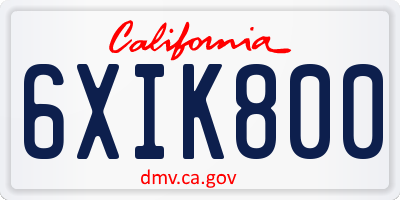 CA license plate 6XIK800