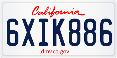 CA license plate 6XIK886