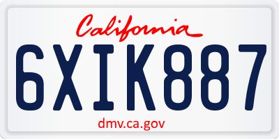 CA license plate 6XIK887