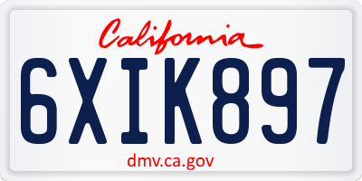 CA license plate 6XIK897