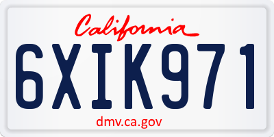 CA license plate 6XIK971
