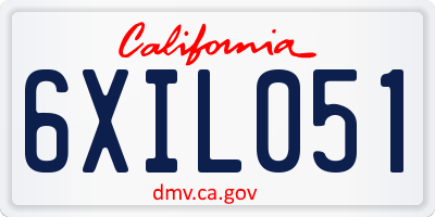 CA license plate 6XIL051