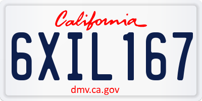 CA license plate 6XIL167