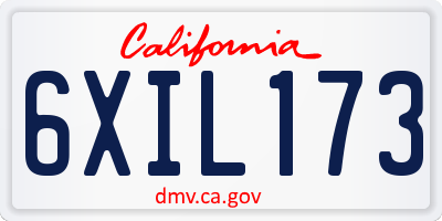 CA license plate 6XIL173