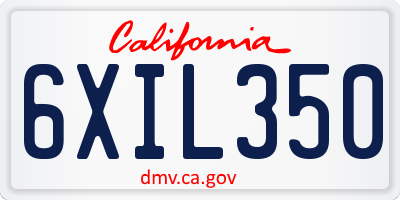 CA license plate 6XIL350