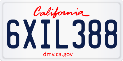 CA license plate 6XIL388