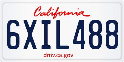 CA license plate 6XIL488