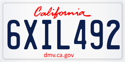 CA license plate 6XIL492