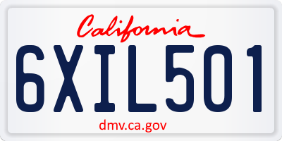CA license plate 6XIL501