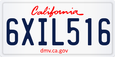 CA license plate 6XIL516