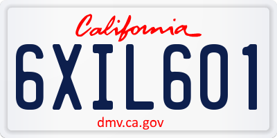 CA license plate 6XIL601