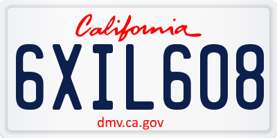 CA license plate 6XIL608