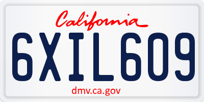 CA license plate 6XIL609